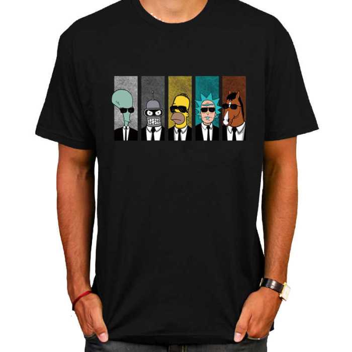 T-Shirt animes style Reservoir Dogs (Simpson, Futurama, RIck et Morty)
