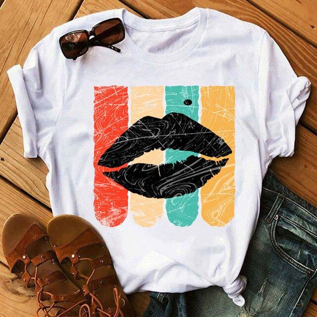 T-Shirt lèvres colorées pour femmes - /medias/16080156944.png