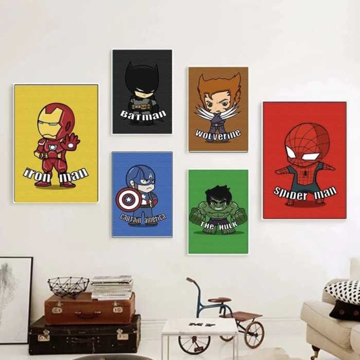 Poster Marvel Super Héros style LEGO ou enfant