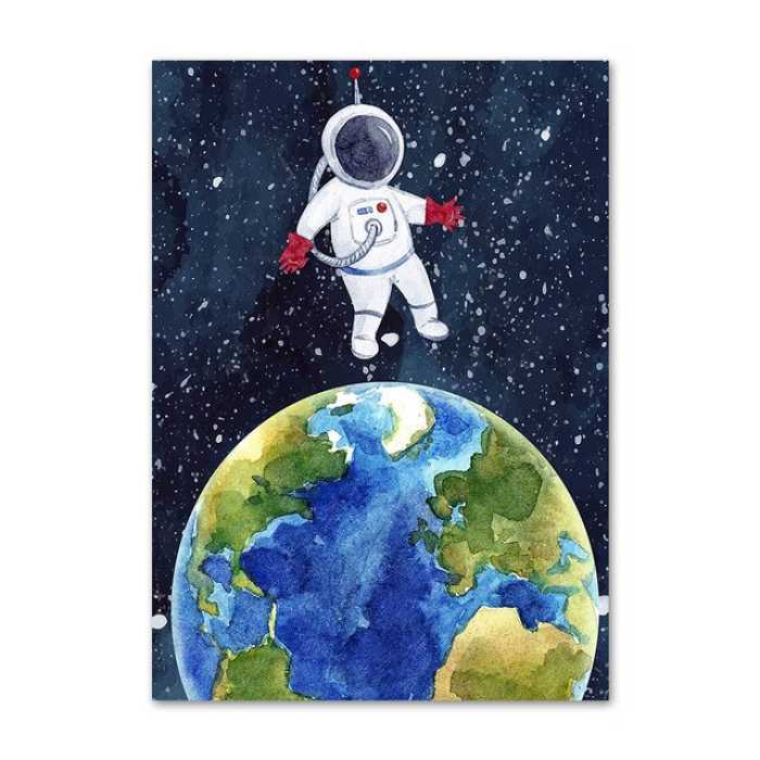 Affiches  espace, astronaute, planètes et fusée pour chambre d'enfant ou d'ado
