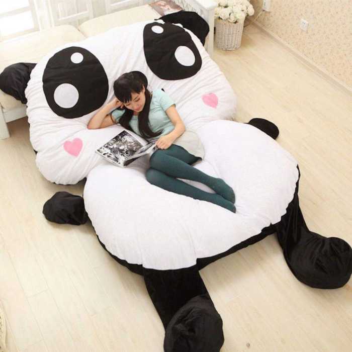 Pouf lit panda géant